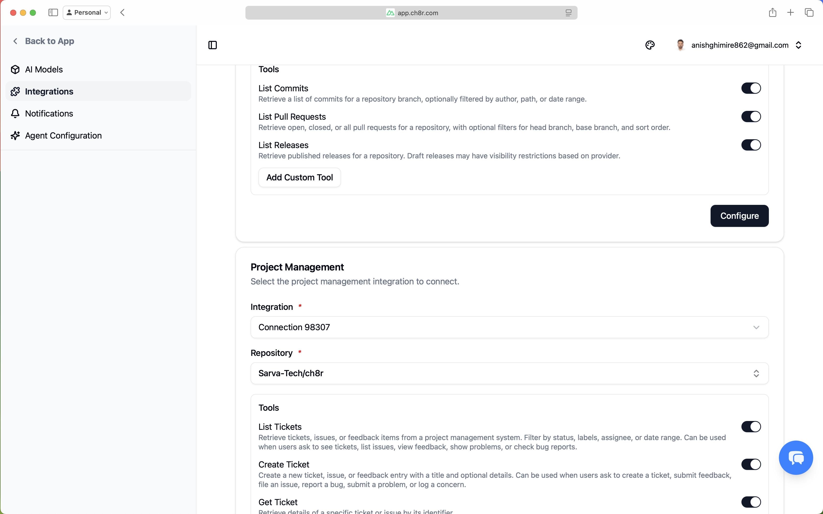 ch8r onboarding - tools